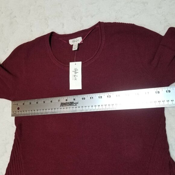 Style & Co Womens Ribbed-Knit High-Low Tunic Sweater Size PM Winestone Red New - Picture 7 of 8